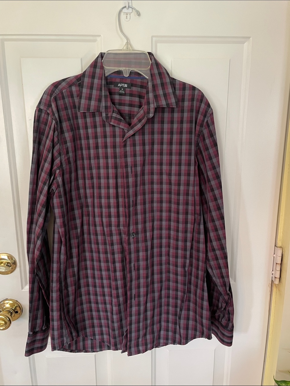 Apt. 9 Men’s Plaid Button-Down Shirt - Burgundy and Gray